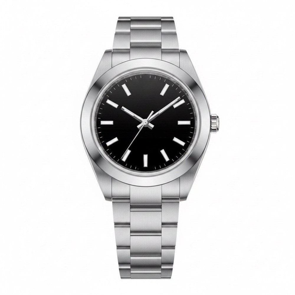 Sporty rectangular, steel, black dial · SF-38