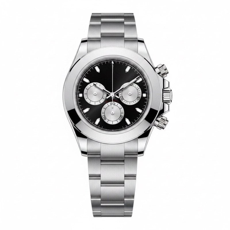 Minimalist, steel, silver-white sunburst dial, black rubber strap · SF-33