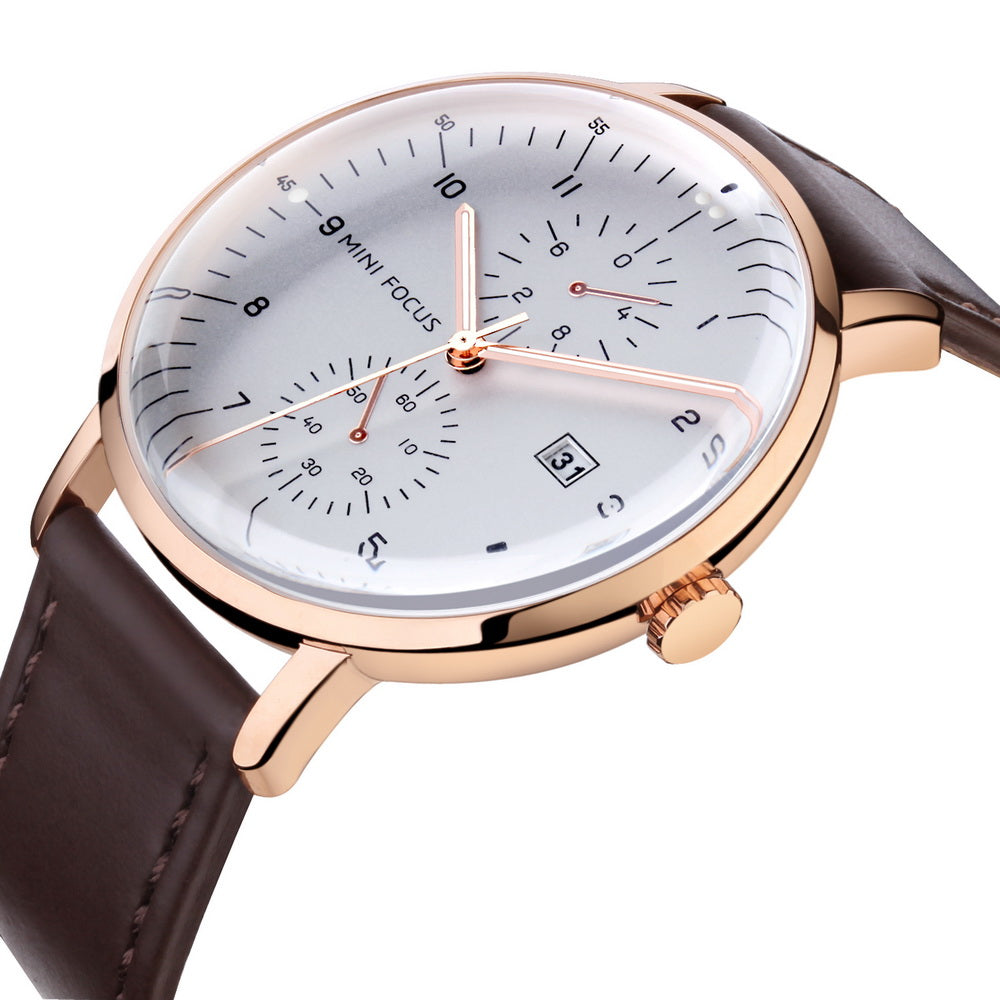 Rose Gold Brown Leather
