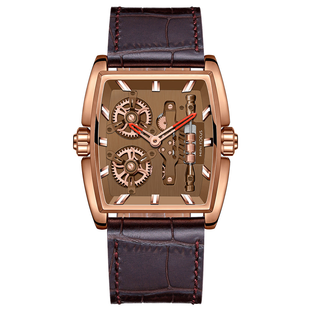 Rose Gold Brown Leather