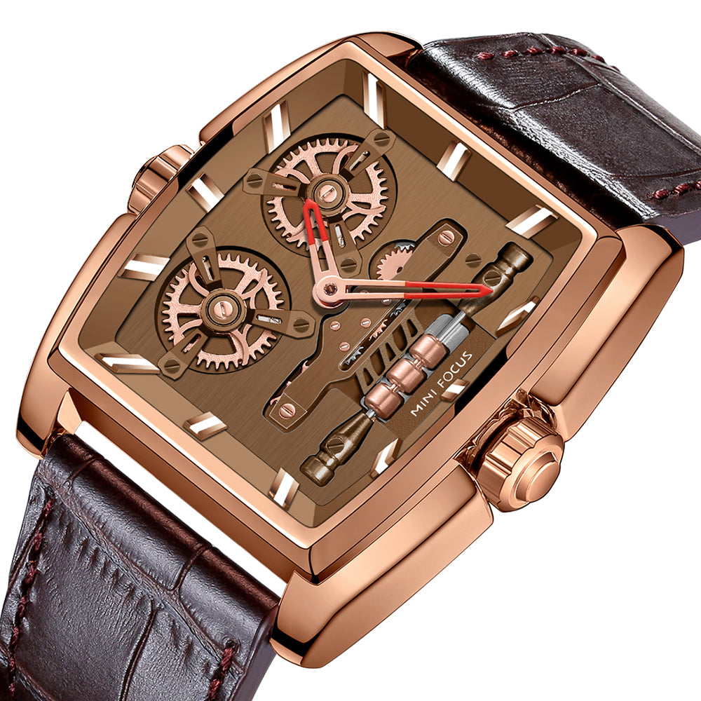 Rose Gold Brown Leather