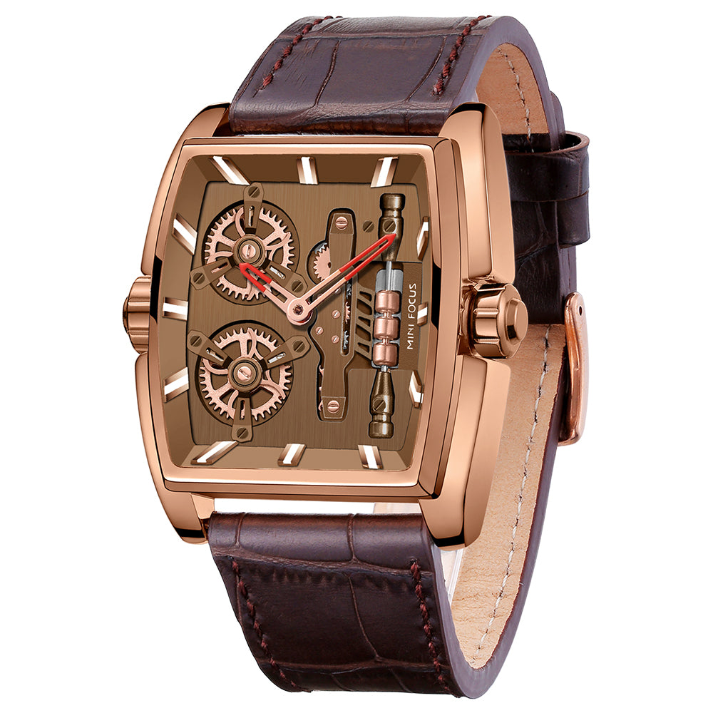 Rose Gold Brown Leather