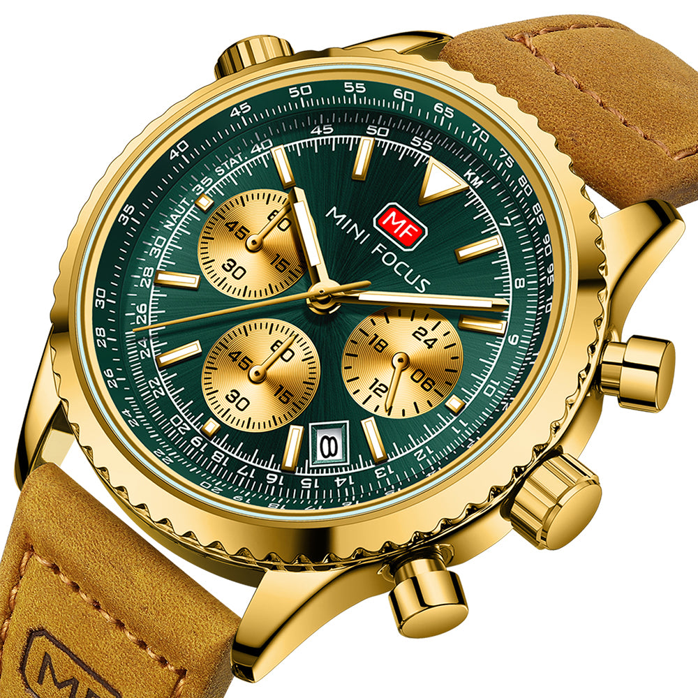 Gold Green Leather