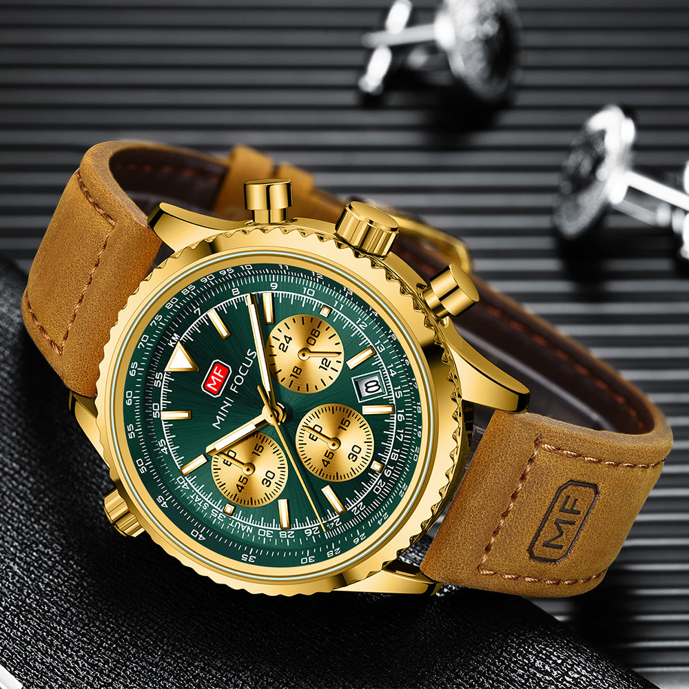 Gold Green Leather