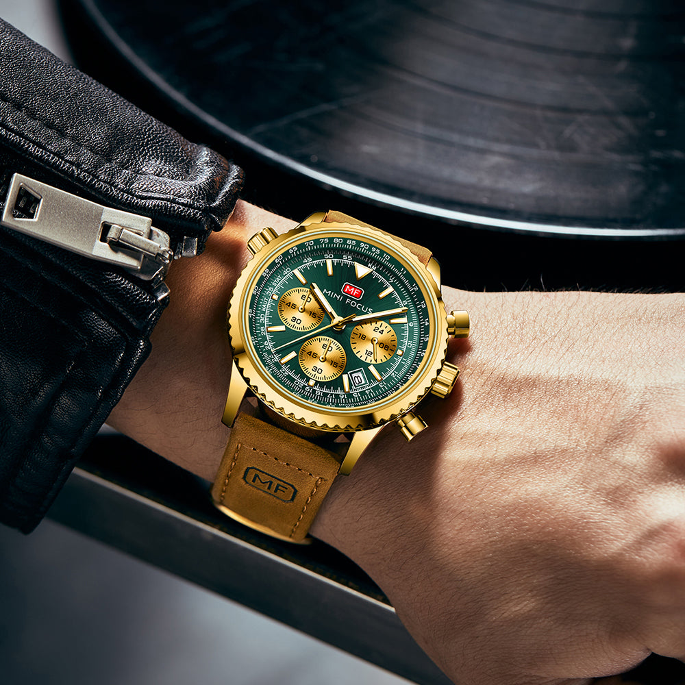 Gold Green Leather