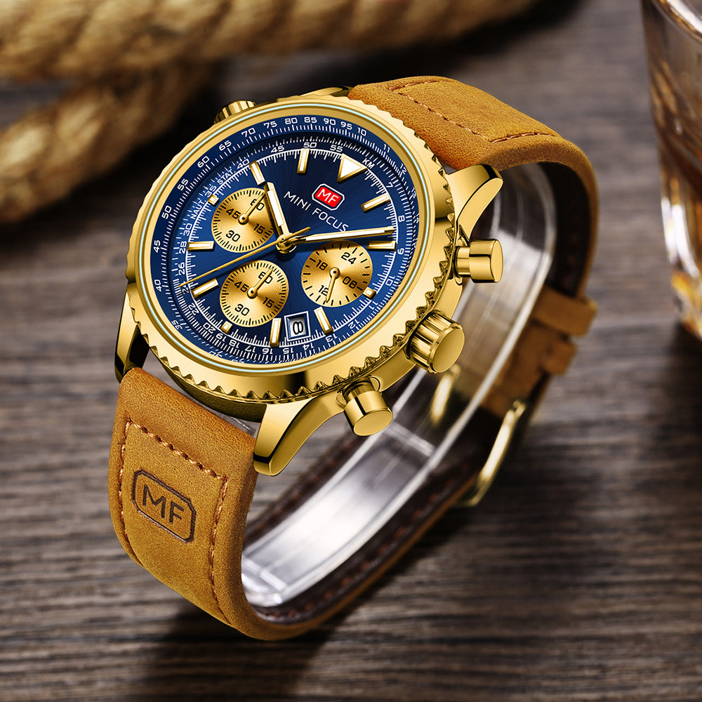 Gold Blue Leather