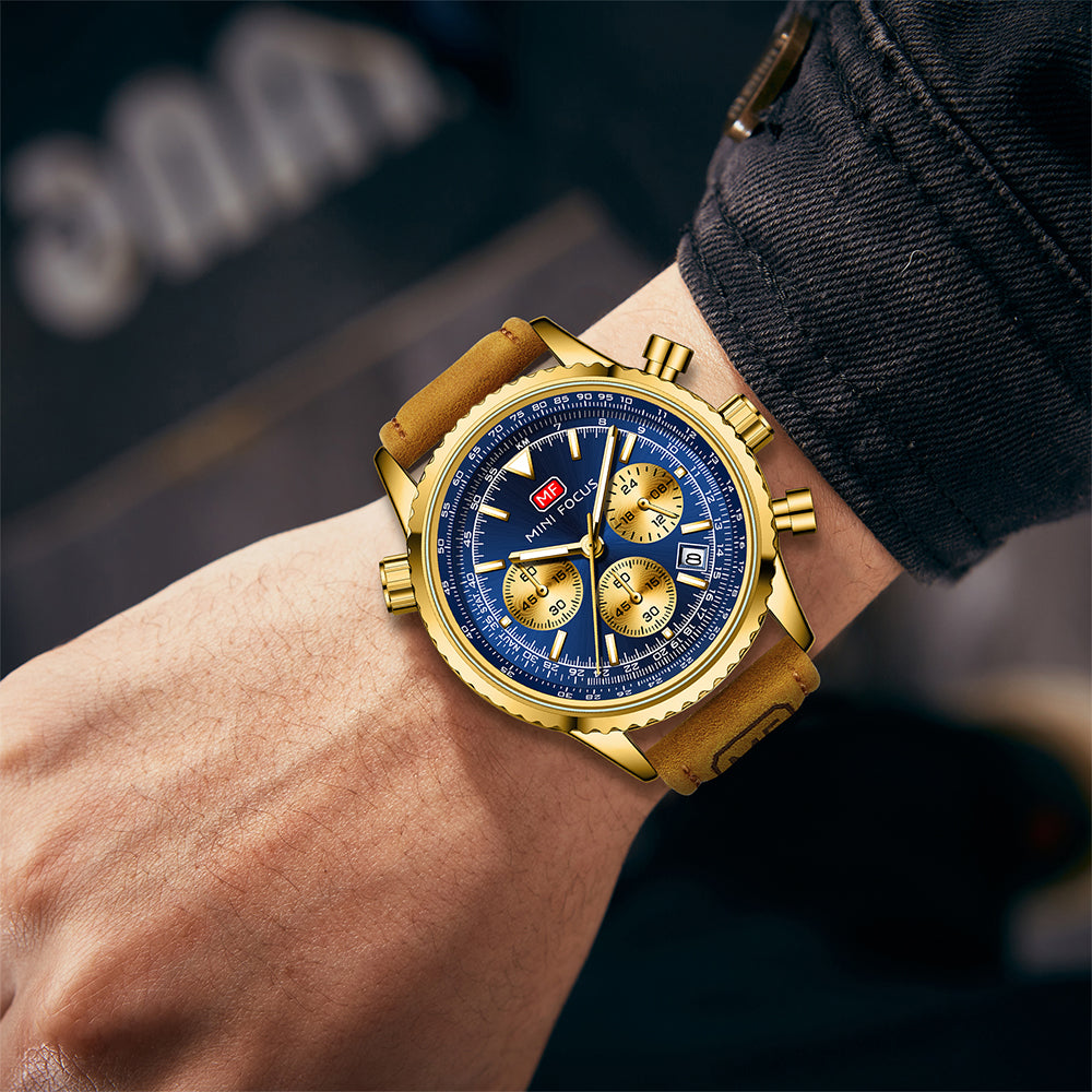 Gold Blue Leather