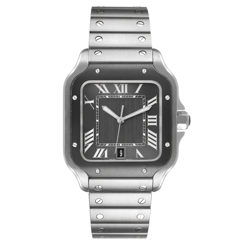 Square Automatic Large - Steel and Black Bezel, Grey Dial, Steel Bracelet SF-B2-134