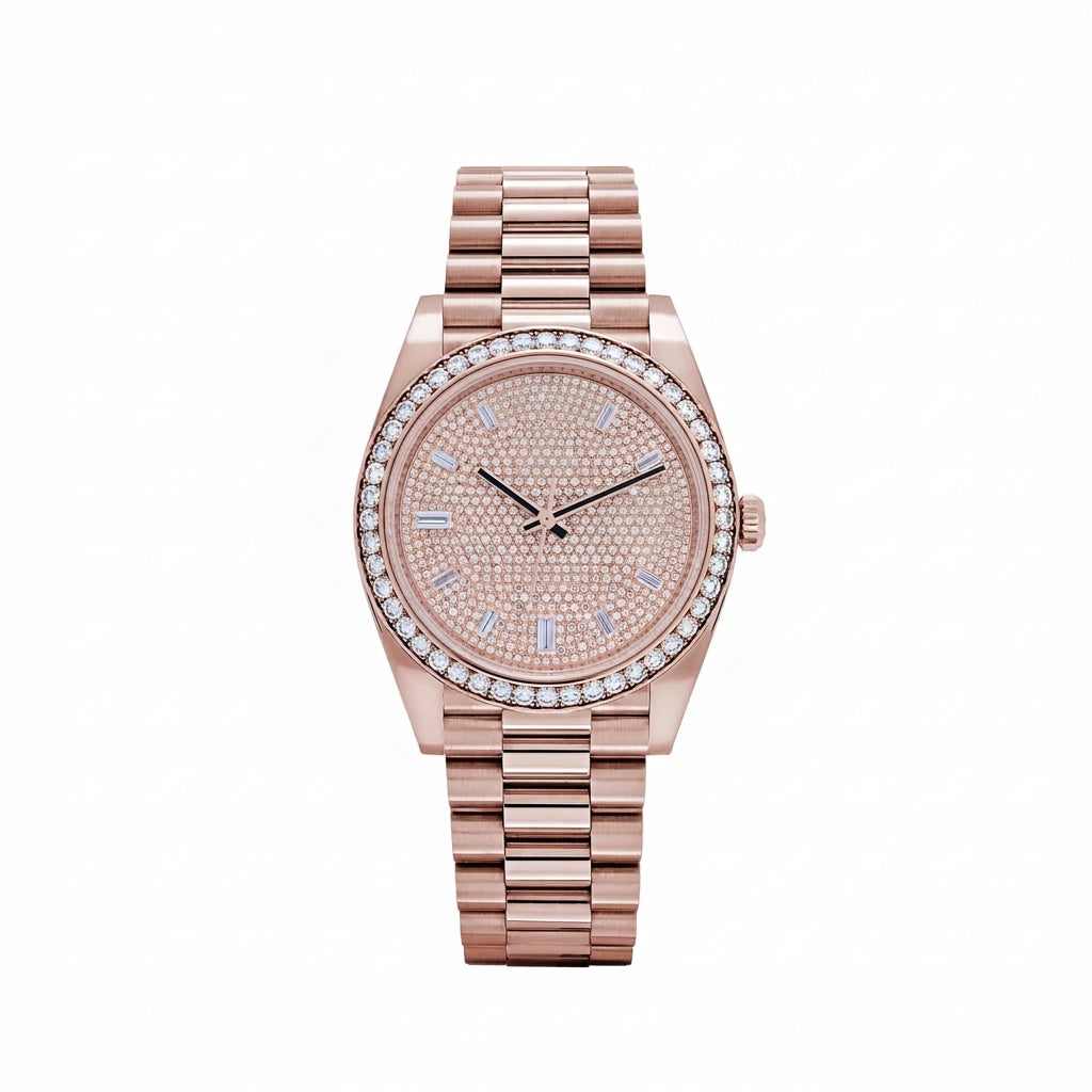 Round Automatic 40 mm - Rose Gold, Stone-set Dial and Bezel, Link Bracelet SF-B2-138