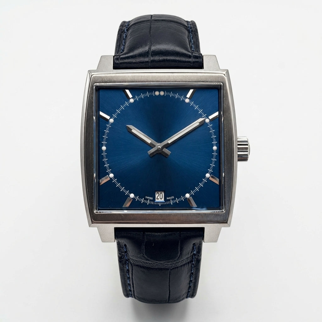 Square Chronograph Automatic 39 mm - Steel, Blue Dial, Blue Leather SF-B2-73