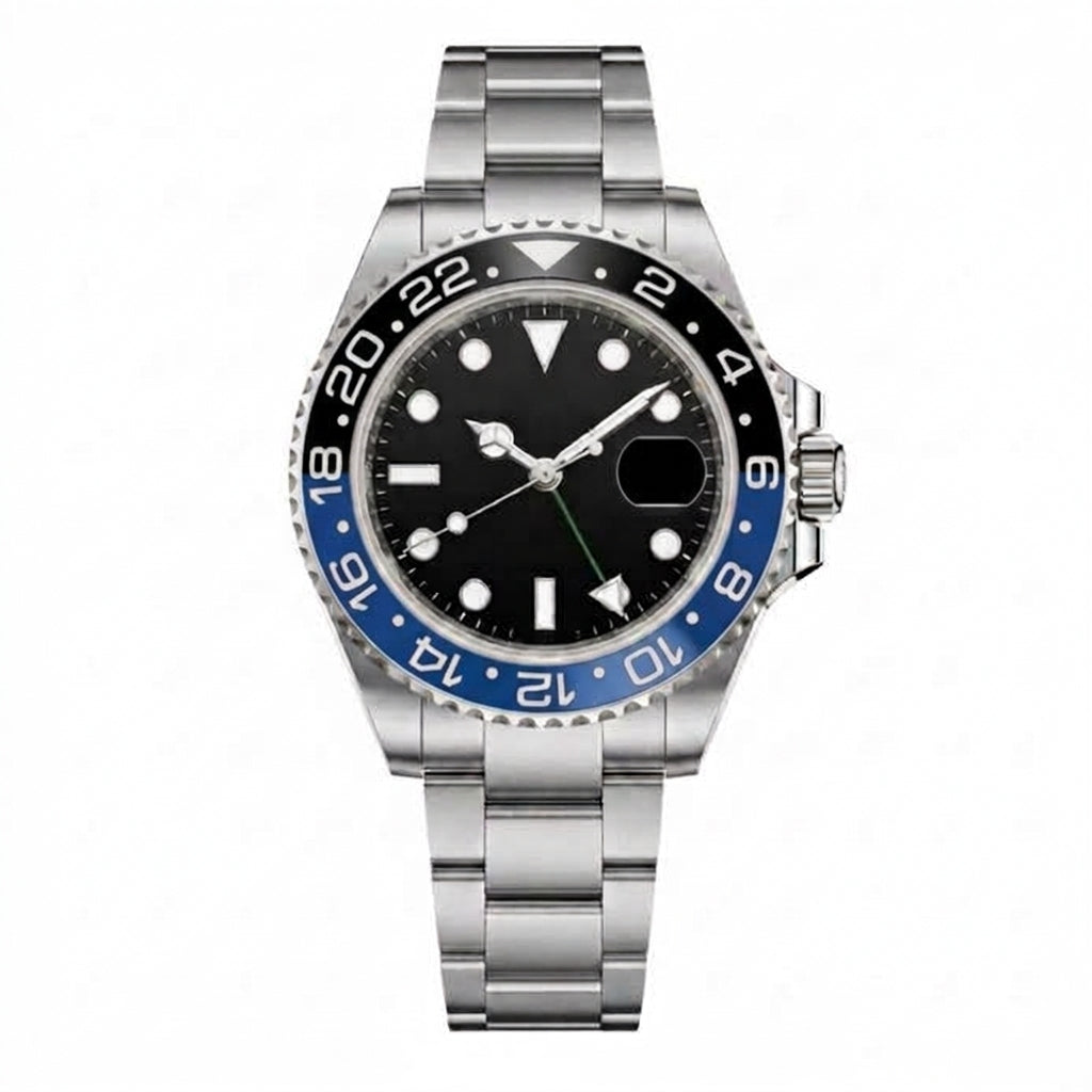 Octagonal with screws, steel, black dial, integrated steel bracelet · SF-24