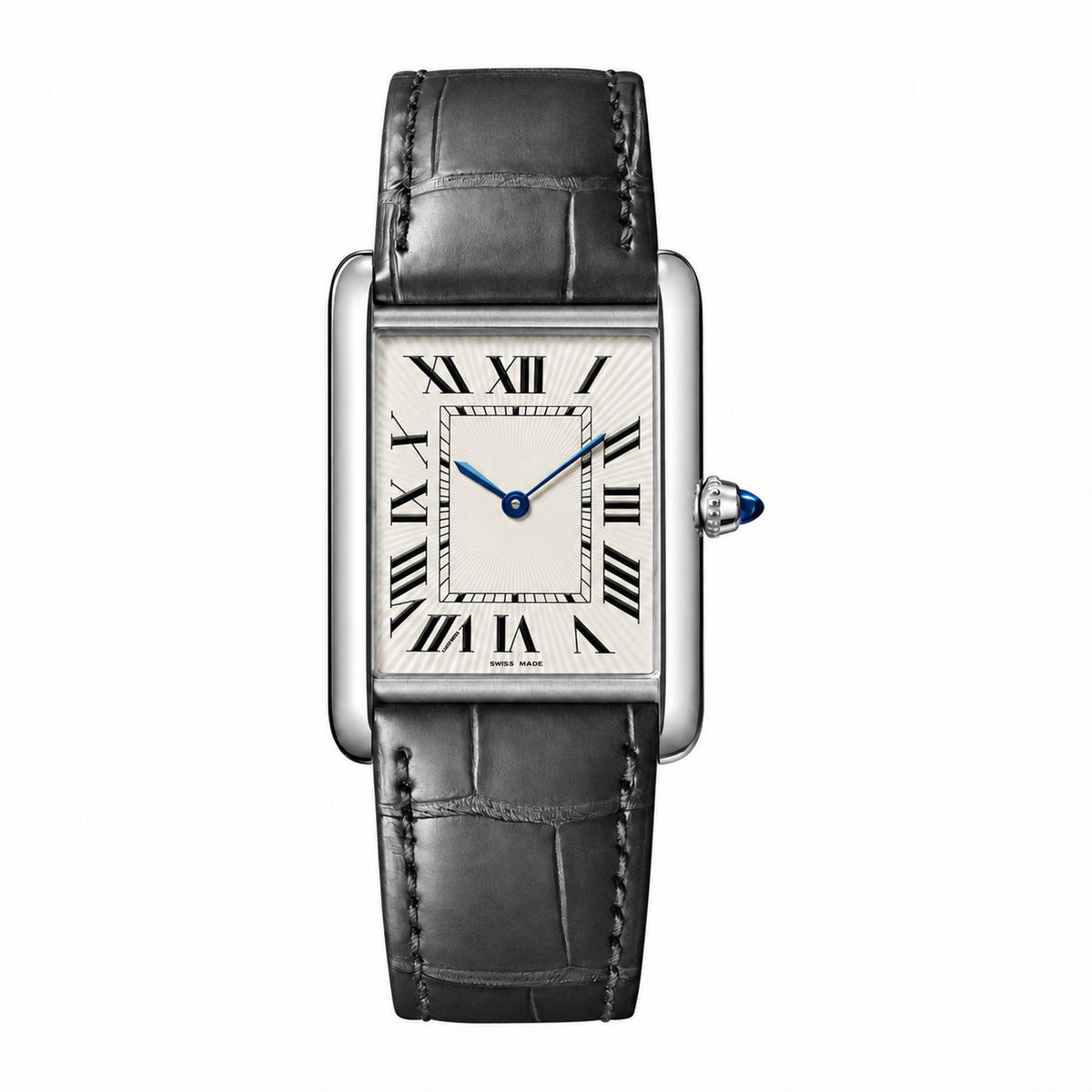 Rectangular Automatic Large - Gold, White Dial, Grey Leather Strap SF-B2-127