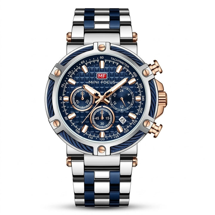 Cable Bezel Chronograph Steel Bracelet